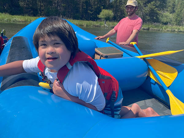 Oliver on a raft